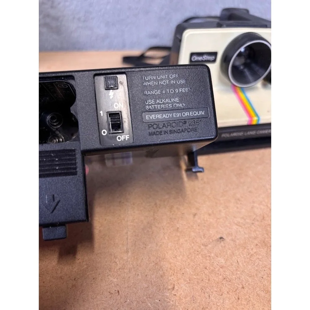 Polaroid OneStep Land Camera Rainbow Stripe with Q-Light Flash Vintage Untested